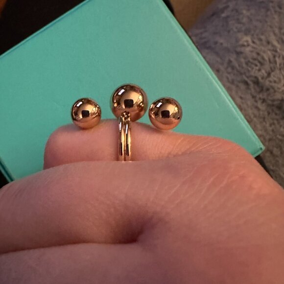 orb goldtone statement ring sz 7 - Picture 3 of 7